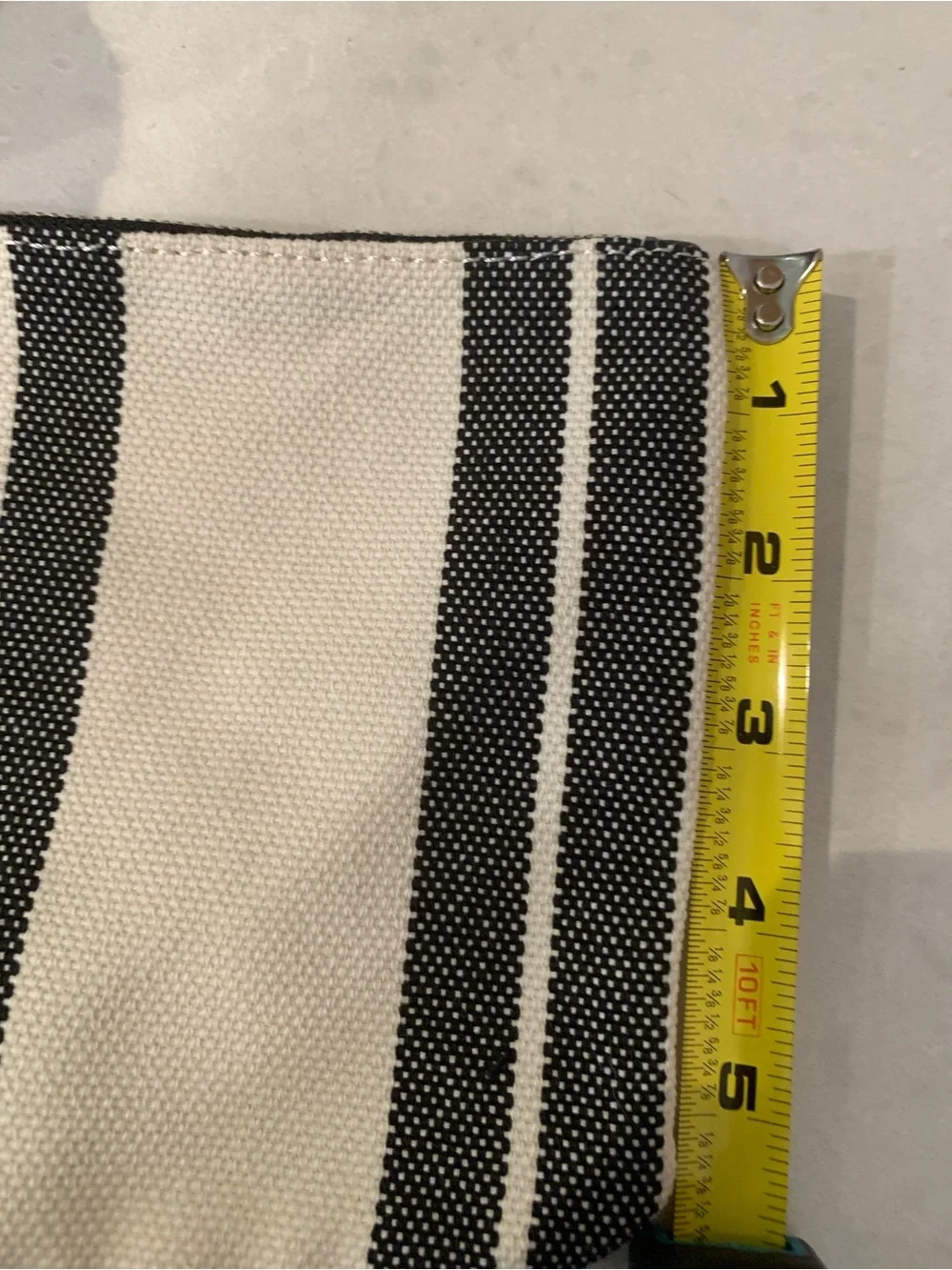 House of Harlow Black and White Striped Canvas Tote Fish Tassel Pouch NWT